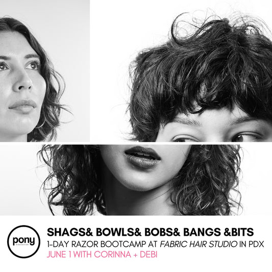 SHAGS, BOBS, BOWLS, BANGS & BITS 1-Day Razor Bootcamp with Corinna Hernandez + Debi Alley at Fabric Hair Studio in PDX